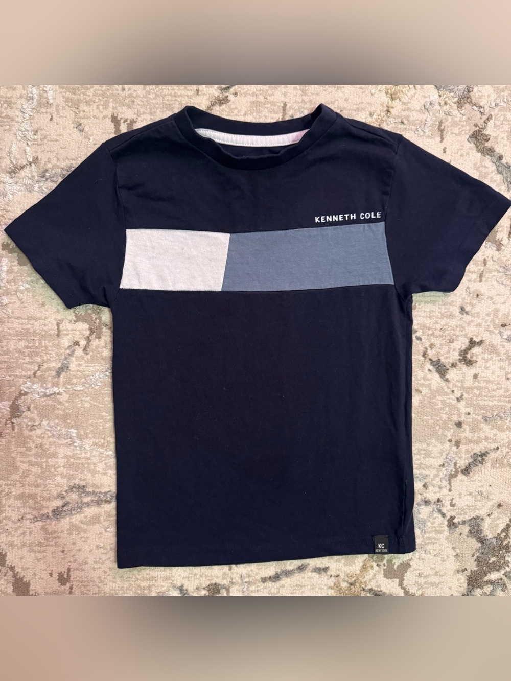 Kenneth Cole Kids Navy Colorblock Crew Neck T-Shirt.